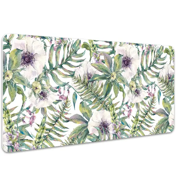 Schreibtisch Unterlegmatte weiße Blumen