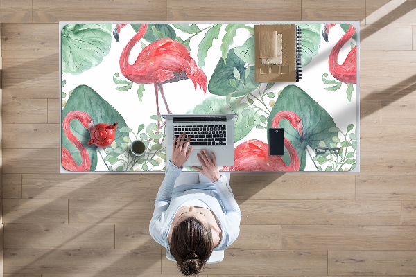 Büro-Schreibtischmatte Exotische Flamingos.