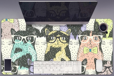 Büro-Schreibtischmatte Katzen in Gläsern.