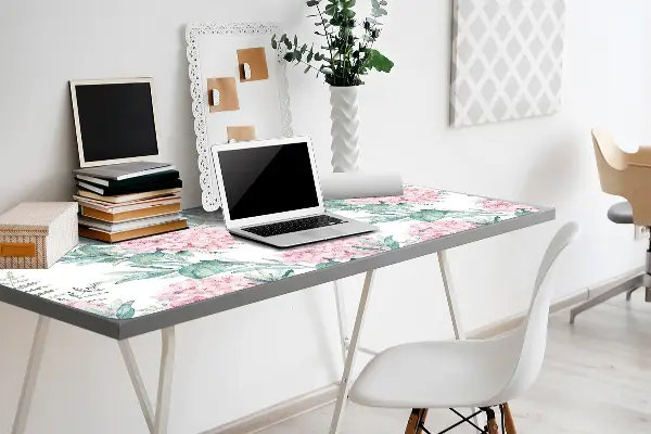 Schreibtisch Unterlegmatte Helle rosa Blumen
