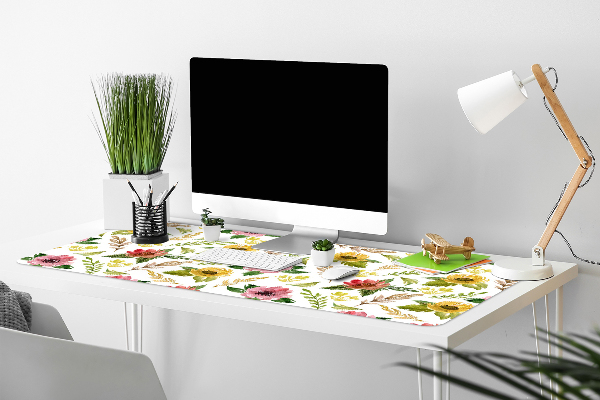 Büro-Schreibtischmatte Aquarellblumen