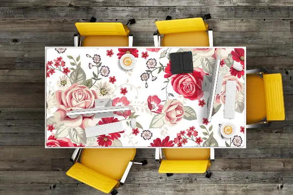 Schreibtisch Unterlegmatte rote Blumen