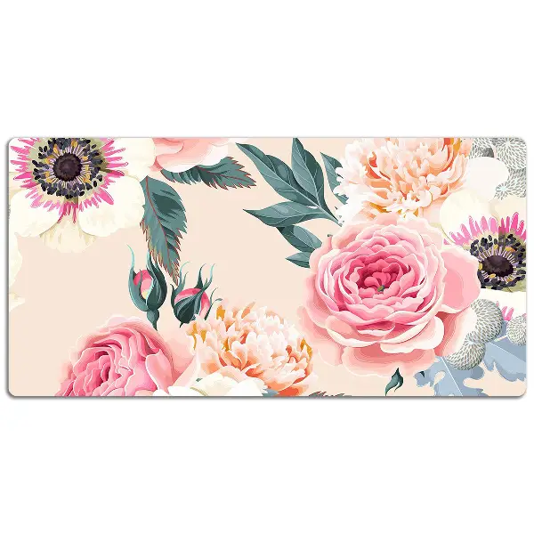 Büro-Schreibtischmatte Pastellblumen