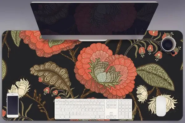 Schreibtisch Unterlegmatte Retro-Blumen
