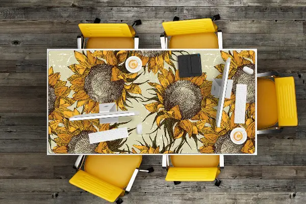 Schreibtisch Unterlegmatte Retro Sonnenblumen