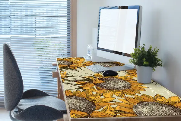 Schreibtisch Unterlegmatte Retro Sonnenblumen