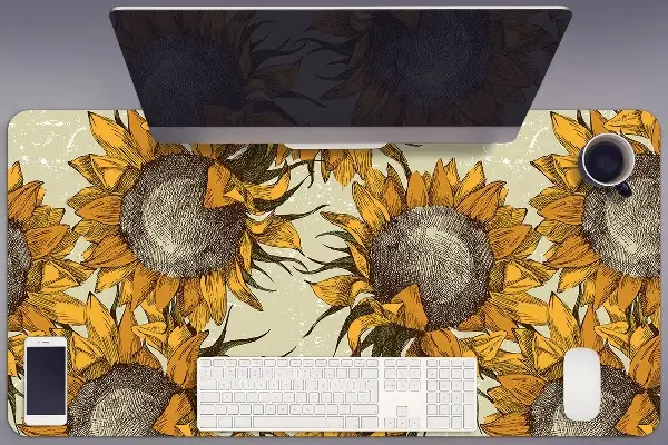 Schreibtisch Unterlegmatte Retro Sonnenblumen