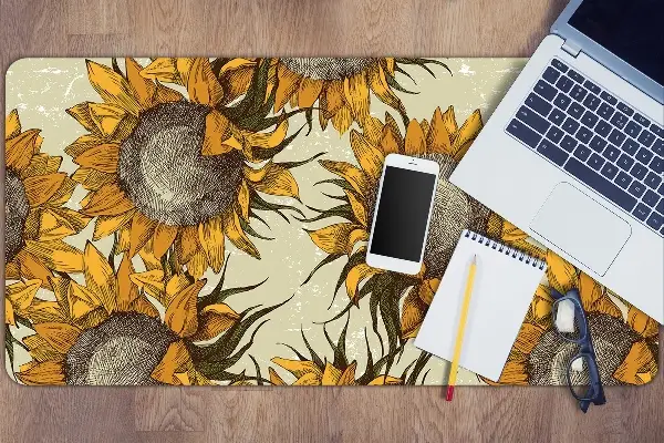 Schreibtisch Unterlegmatte Retro Sonnenblumen