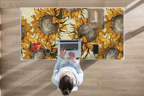 Schreibtisch Unterlegmatte Retro Sonnenblumen