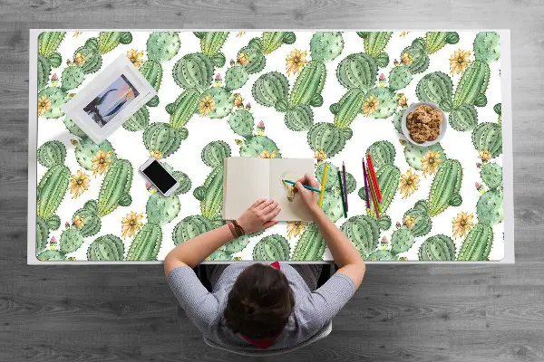 Schreibtisch Unterlegmatte Kakteen mit Blumen