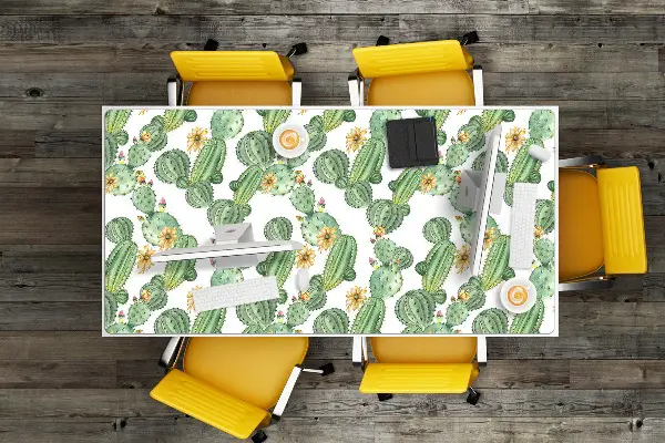 Schreibtisch Unterlegmatte Kakteen mit Blumen