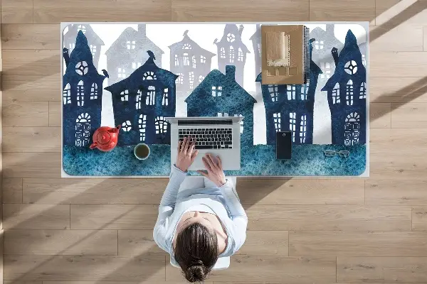 Büro-Schreibtischmatte Stadt in der Nacht.
