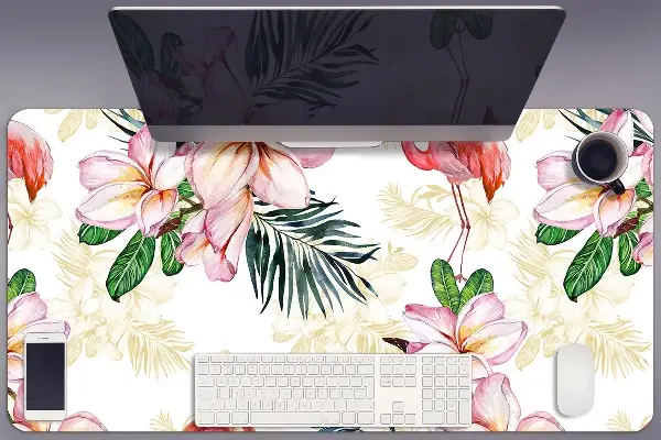 Schreibtischunterlage Flamingos in den Blumen