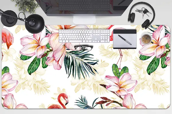 Schreibtischunterlage Flamingos in den Blumen