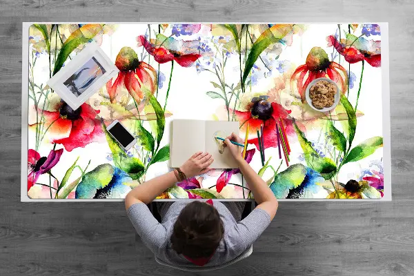 Schreibtisch Unterlegmatte Farbige Blumen