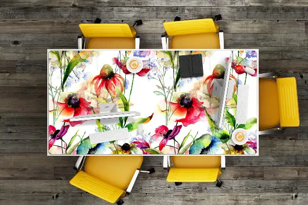 Schreibtisch Unterlegmatte Farbige Blumen