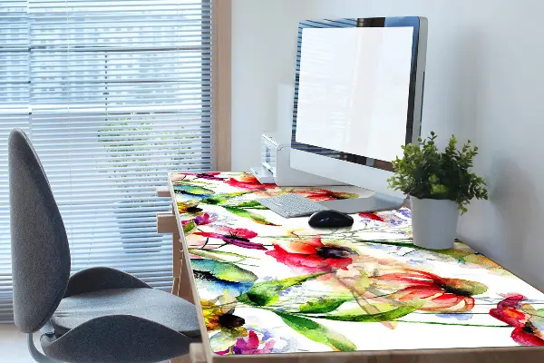 Schreibtisch Unterlegmatte Farbige Blumen