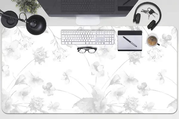 Büro-Schreibtischmatte Graue Blumen