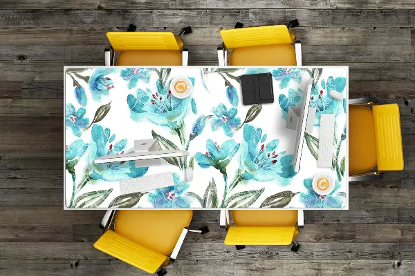 Schreibtisch Unterlegmatte Türkisblumen
