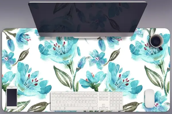 Schreibtisch Unterlegmatte Türkisblumen