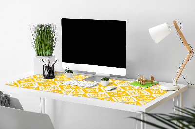 Schreibtisch Unterlegmatte Gelb-Weiß-Muster