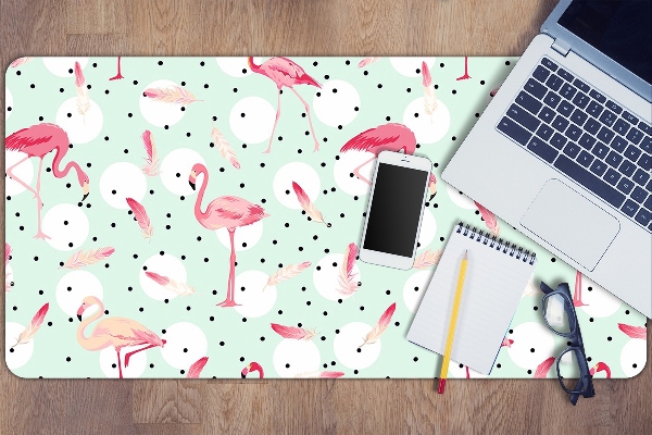 Büro-Schreibtischmatte Flamingos und Punkte