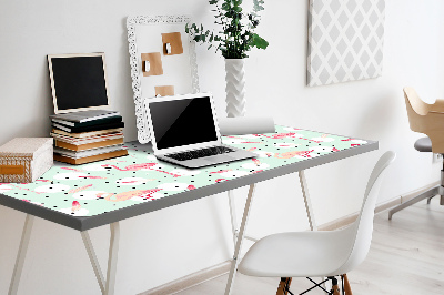 Büro-Schreibtischmatte Flamingos und Punkte
