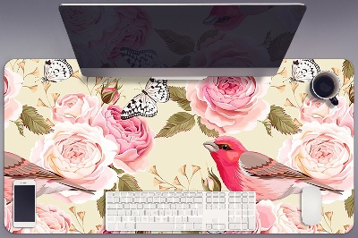 Schreibtisch Unterlegmatte Vögel blüht Schmetterlinge