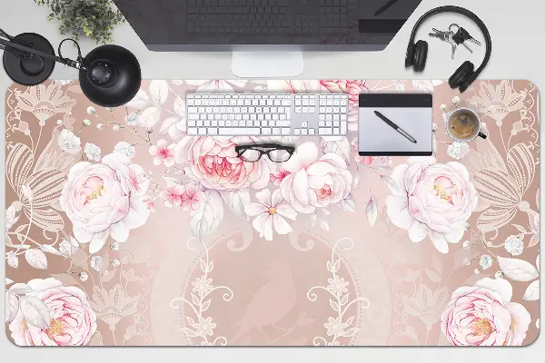Schreibtischunterlage Weiße Rosen
