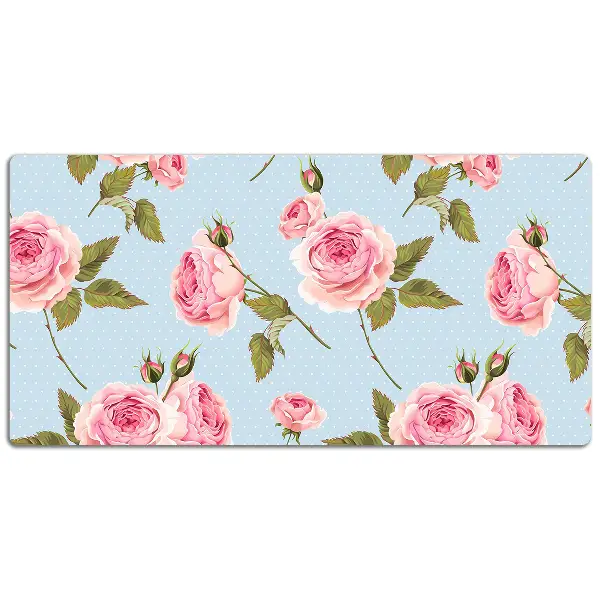 PVC Schreibtischmatte Rosen mit Blättern.