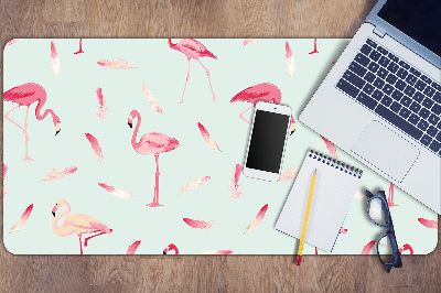 Büro-Schreibtischmatte Flamingos und Federn