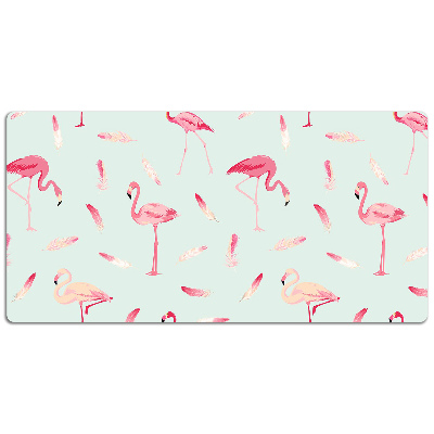 Büro-Schreibtischmatte Flamingos und Federn