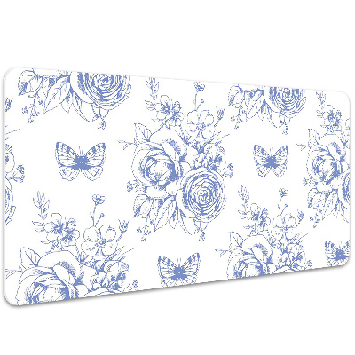 PVC Schreibtischmatte Schmetterlinge und Blumen