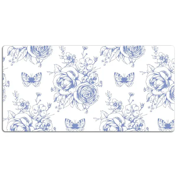 PVC Schreibtischmatte Schmetterlinge und Blumen