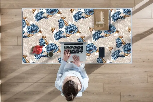 Büro-Schreibtischmatte Blaue Blumen
