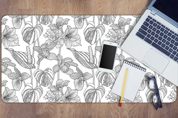 PVC Schreibtischmatte Blumenkonturen