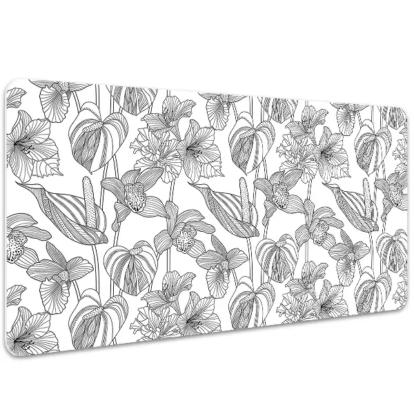 PVC Schreibtischmatte Blumenkonturen
