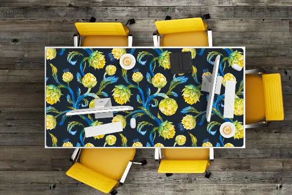 PVC Schreibtischmatte Artischockenblumen.