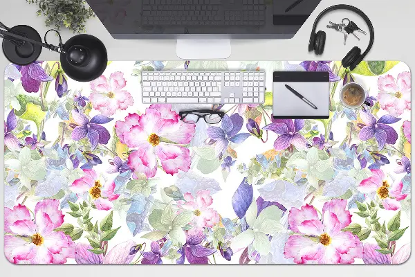 Schreibtisch Unterlegmatte Lilane Blumen