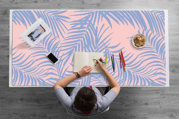 Büro-Schreibtischmatte Blaue Blätter