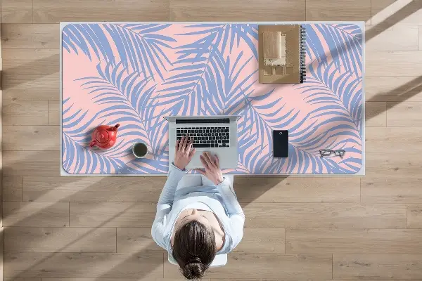 Büro-Schreibtischmatte Blaue Blätter