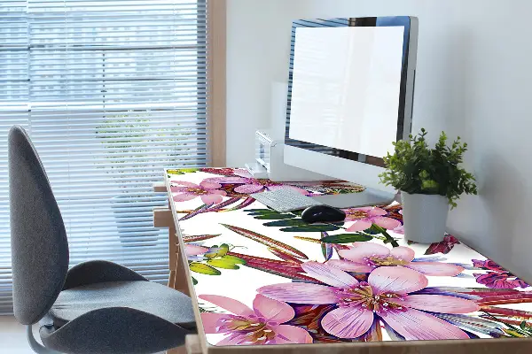 Schreibtischunterlage Pinke Blumen