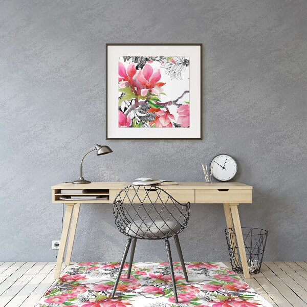 Stuhlmatte für Hartböden Aquarellblumen