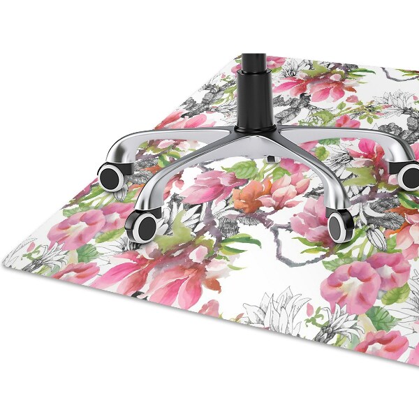 Stuhlmatte für Hartböden Aquarellblumen