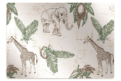 Bürostuhlunterlage Giraffen und Elefanten