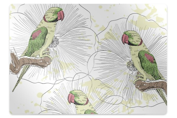 Stuhlmatte für Hartböden Grüne Papageien