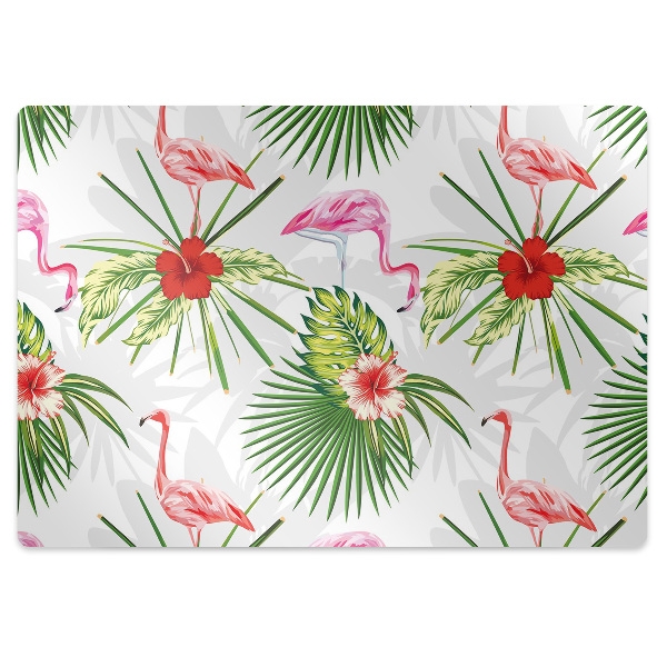 Stuhlmatte Flamingos und Blumen