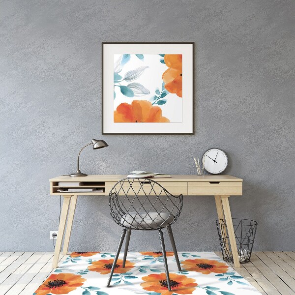Bürostuhlunterlage orangene Blume