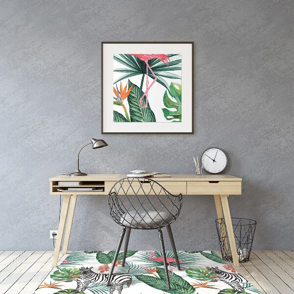 Bodenschutzmatte Flamingo und Zebra.