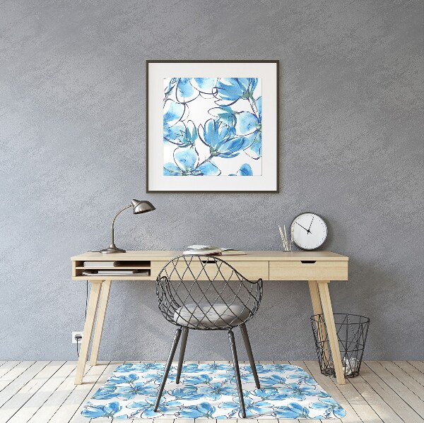Stuhlmatte für Hartböden Aquarellblumen